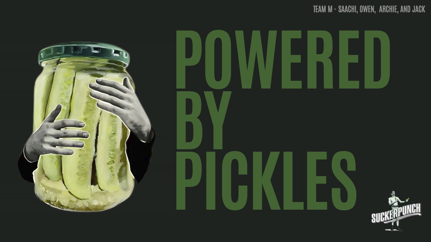 Title slide from Powered by Pickles, a SuckerPunch Pickles sports marketing case