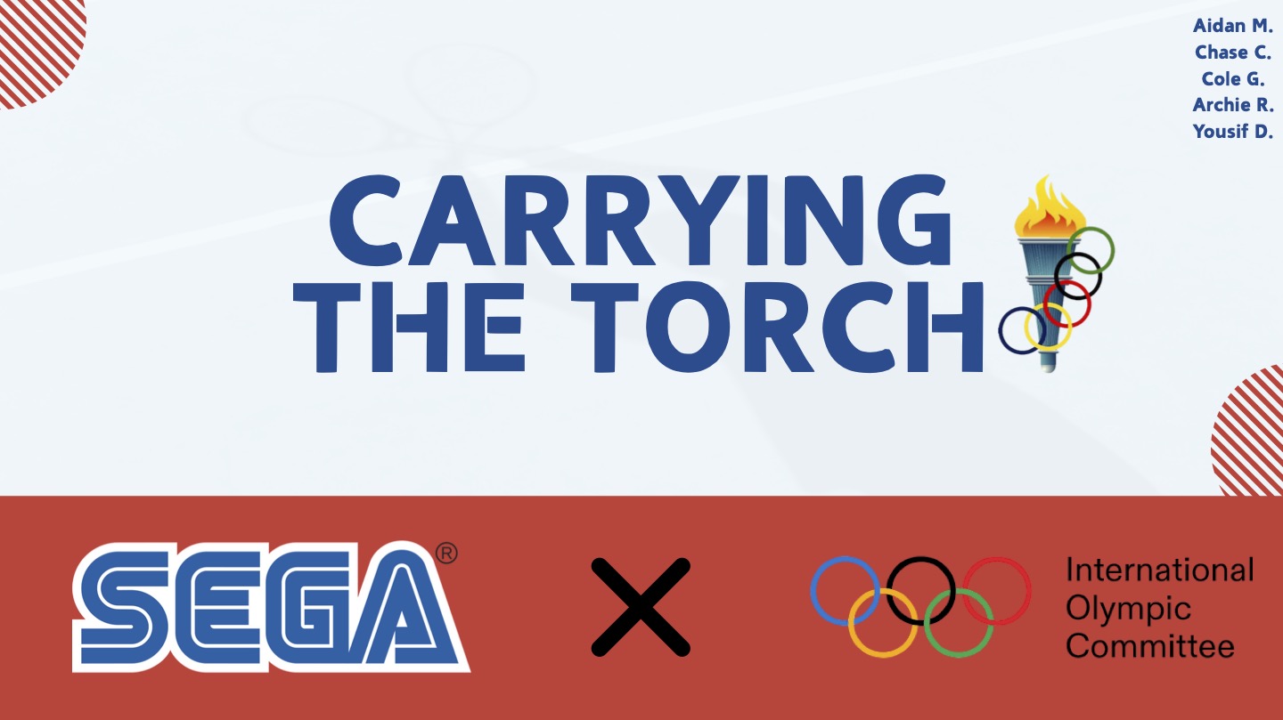 Title slide from Carrying the Torch, a SEGA and IOC sponsorship activation project